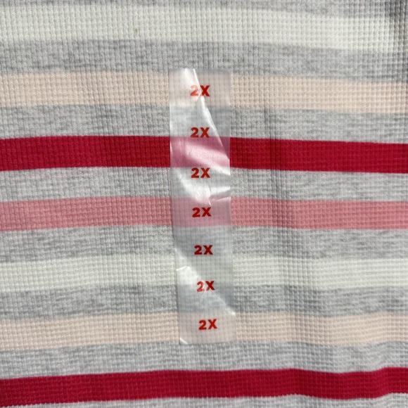 Old Navy Shirt Womens 2X Multicolor Stripe Long Sleeve Thermal Waffle Knit Top - Picture 2 of 8